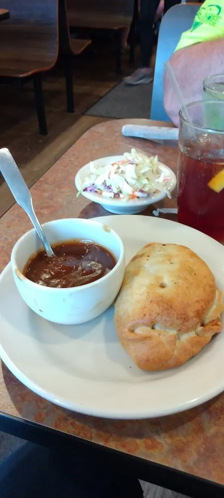 Pastie with Gravy and Cole Slaw